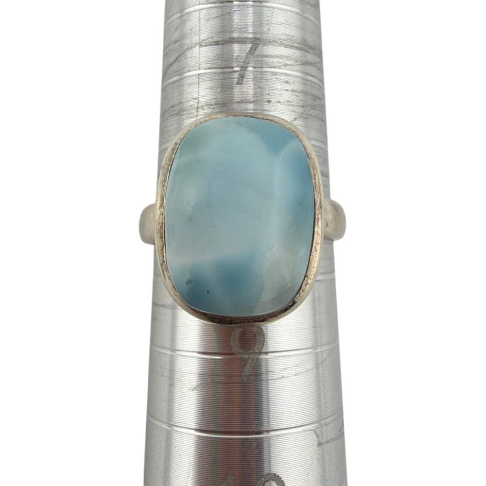Sterling Silver Larimar Statement Ring Size 8.5